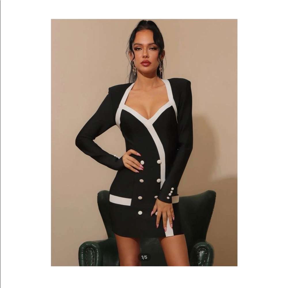 Double Button Tape Bandage Dress